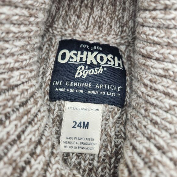OshKosh Bgosh Toggle Button Knit Shawl Collar Cardigan Sweater Oatmeal Beige 24M - Picture 3 of 7